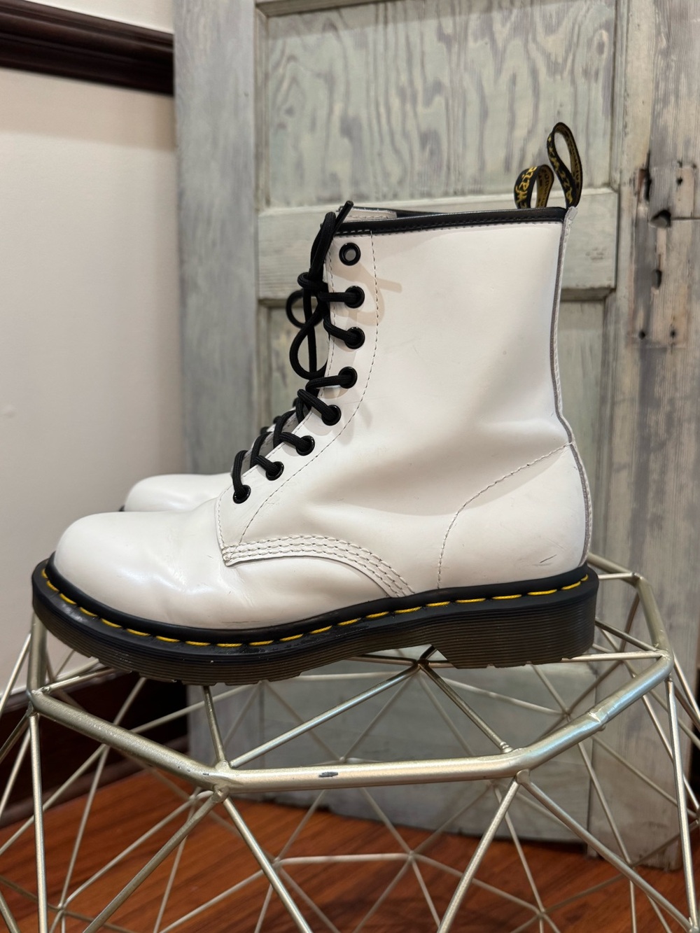 Dr. Martens White Patent Leather 1460 Wm Sz US L 7
